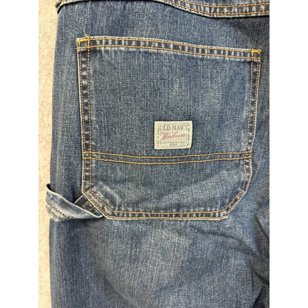 Y2K Old Navy Mens Painter Jeans Loose Fit Blue Denim 40x32 Carpenter Wide Leg